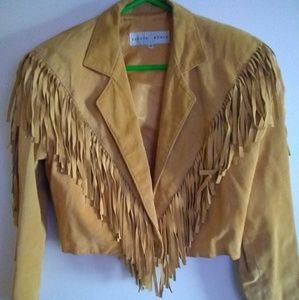 Lillie Rubin Cropped Suede Fringe Jacket